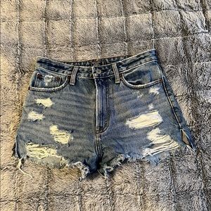 Abercrombie & Fitch Distressed High Rise Jean Shorts